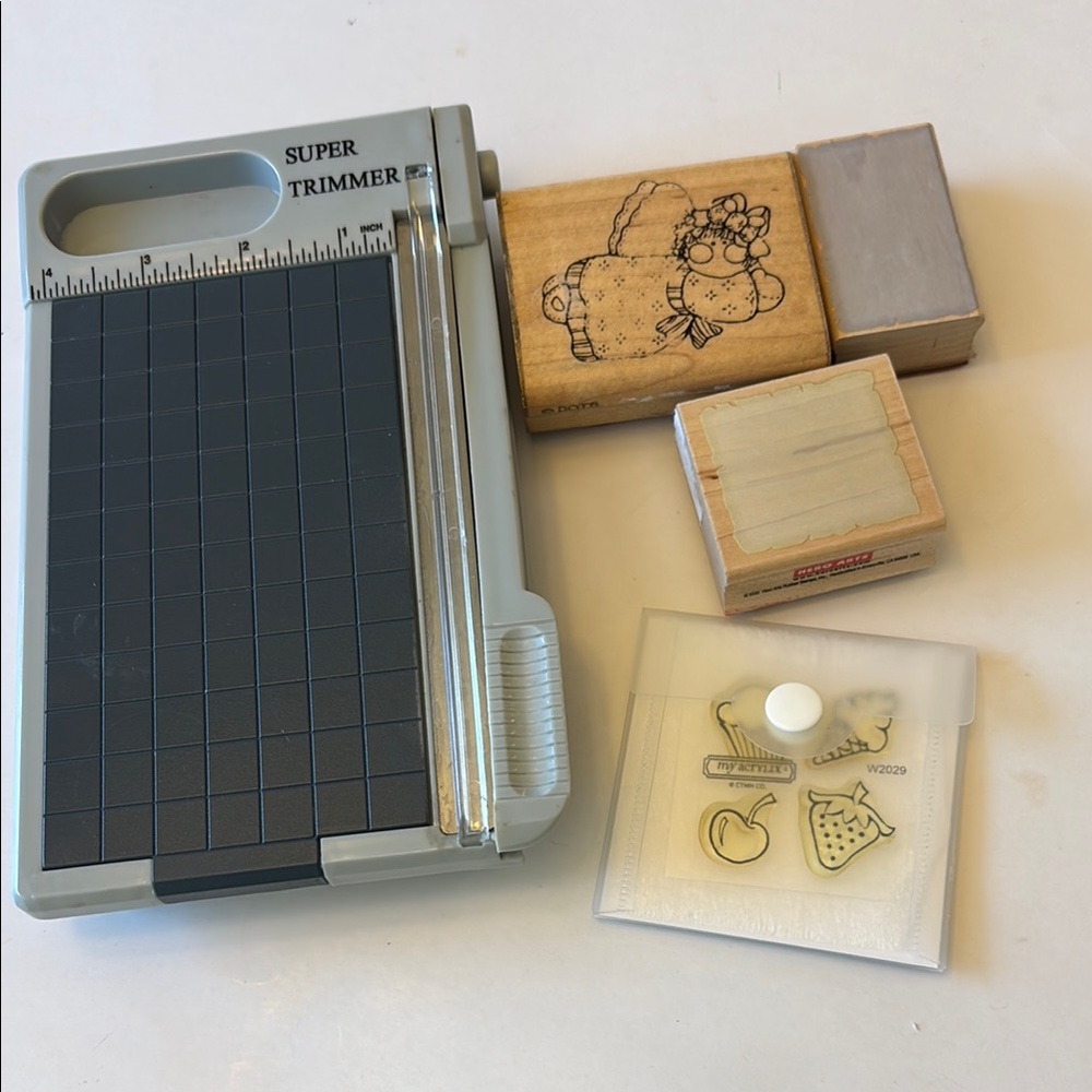 Super Trimmer mini paper cutter HERO ARTS n CTMH my acrlix clear mini stamps set